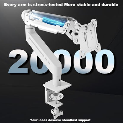 THEARK Single Monitor Desk Mount 17"-32" Screens - Adjustable Mechanical Monitor Arm Computer Monitor Stand up to 19.8 lbs,VESA Arm Desk Mount with C-Clamp and Grommet Base,VESA 75x75/100x100mm,White - color: White