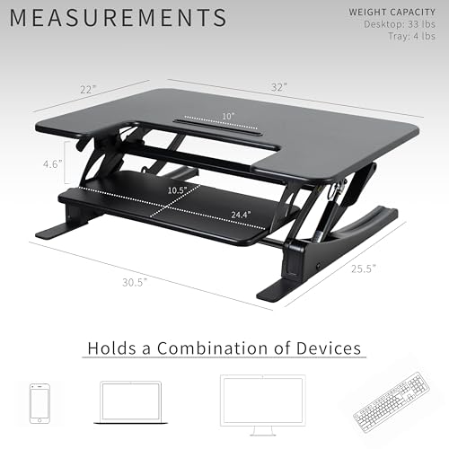 VIVO Black 32 inch Standing Desk Converter, DESK-V000VS - color: Black, size: 32"