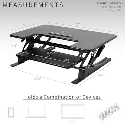 VIVO Black 32 inch Standing Desk Converter, DESK-V000VS - color: Black, size: 32"