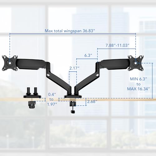 Mount-It! Dual Monitor Desk Mount, 13-32", 17.6 lbs Each