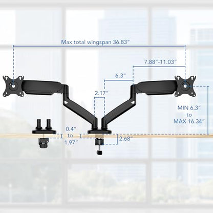 Mount-It! Dual Monitor Desk Mount, 13-32", 17.6 lbs Each