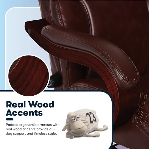 Serta Big & Tall Executive Office Chair with Lumbar Support, Leather Chair | Conway, Ergonomic 350lb Capacity Computer Chair, High Back Home Desk Gaming Chair, Adjustable Height & Tilt, Chestnut Brown - color: Chestnut Brown