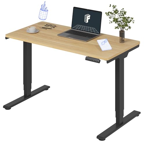 FLEXISPOT E6 3-Stage Dual Motor Electric Standing Desk 48 x 24 Sit Stand Up Desk, Holds 220 lbs, Adjustable Height w/Memory Presets, One-Piece Maple Desktop & Black Frame, Ships in 2 Boxes - color: Black Frame + Maple Top, size: 48"x24" Whole-Piece