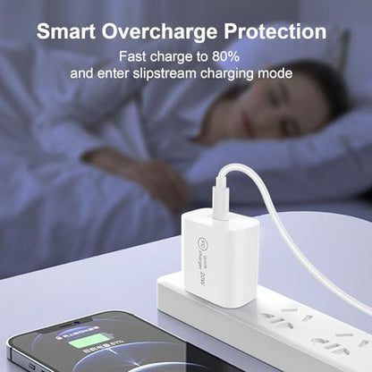 20W USB C Fast Charger Block, Compact PD 3.0 Wall Charger for iPhone 17/16/15/iPad Pro, Universal Compatibility, Travel Essential, 3X Faster Than 5W Charger - color: White