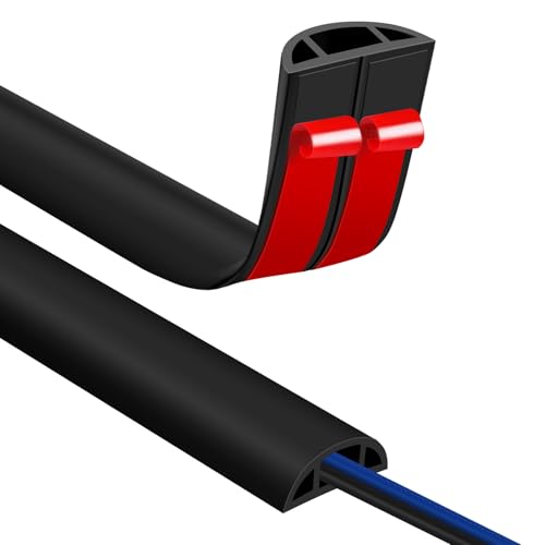 Floor Cord Covers for Wires 10FT Cable Hider Wire Coverr Self Adhesive Cord Hider Floor for Offices, Homes, Workshops, Warehouses Cable Cavity 0.47" W x 0.27" H - color: Black, size: 1.18" x 10'