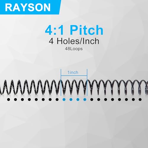 Rayson Plastic Spiral Binding Coil, Mixed Sizes (5/16", 3/8", 1/2", 5/8", 3/4") 4:1 Pitch Black Coil Binding Spines for Business and Educational Purposes, Pack of 125 - size: Multi-Size (5/16", 3/8", 1/2", 5/8", 3/4")