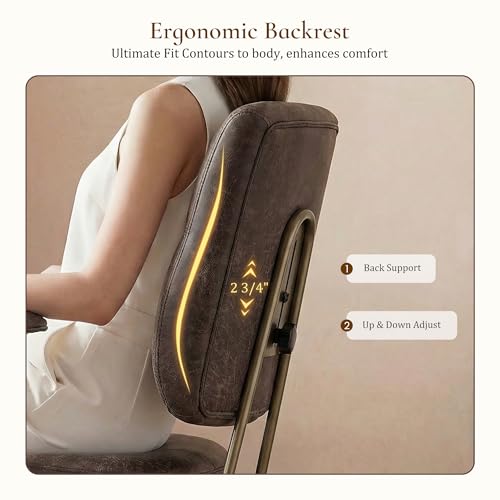 EUREKA ERGONOMIC Becky Suede Mid-Century Office Chair, Brown - color: Brown, size: Mid-Back
