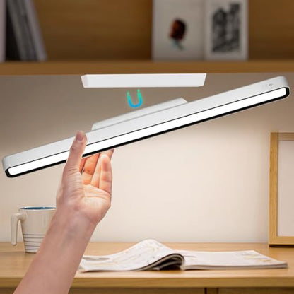 Desk Light Bar Under Desk Lights 16.5 in for Home Office, Shelf, Reading | Magnetic Rechargeable LED 3000K 4500K 6000K Color Temperature Battery Powered - color: White