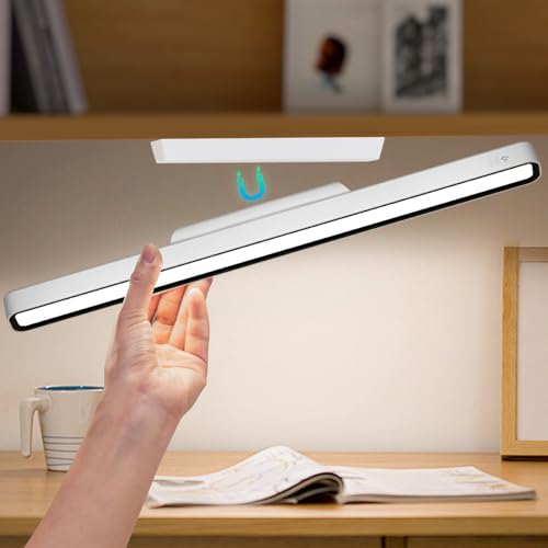 Desk Light Bar Under Desk Lights 16.5 in for Home Office, Shelf, Reading | Magnetic Rechargeable LED 3000K 4500K 6000K Color Temperature Battery Powered - color: White
