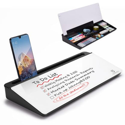 TSJ OFFICE Desktop Whiteboard Dry-Erase-Board - Computer Keyboard Stand White Board Surface Pad with Drawer, Desk Organizers with Accessories for Office, Home, School Supplies - Black - color: Black