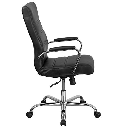 Flash Furniture High Back Office Chair - High Back LeatherSoft Executive Office Swivel Chair with Wheels | 360° Swivel, Height Adjustable, Commercial Grade - color: Black Leathersoft/Chrome Frame