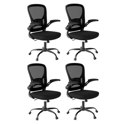 Youhauchair Office Chair Set of 4, Ergonomic Home Office Desk Chairs with Flip-up Arms and Lumbar Support, Height Adjustable, Black - color: Black, size: Set of 4