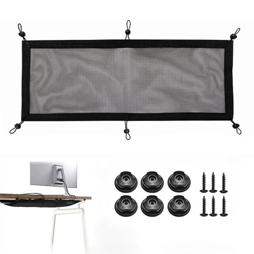 Cable Management Net Under Desk, Privacy Mesh Cable Manager, Workstation Wire Organizer, Flexible Under Desk Cord Management for Home, Office, 27×10 Inches, Black