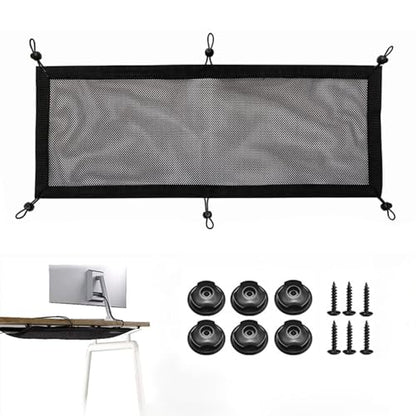 Cable Management Net Under Desk, Privacy Mesh Cable Manager, Workstation Wire Organizer, Flexible Under Desk Cord Management for Home, Office, 27×10 Inches, Black