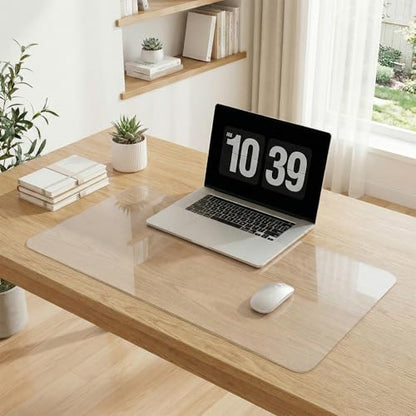 Clear Desk Mat, Desk Protector, Waterproof and Heat-Resistant PVC Round Edge Desk Pad with Non-Slip Backing, Suitable for Home and Office Multifunction Desk Mat, 13.78 x 23.62 Inches - size: 13.8" x 23.6"