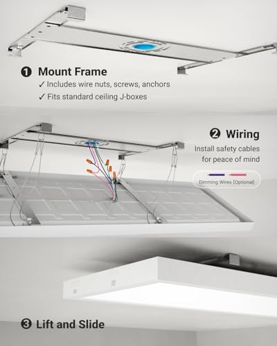 Sunco 10 Pack 1x4 LED Flat Panel Light, Dual Selectable CCT 3500K/4000K/5000K & Wattage 30W/40W/46W, 5700LM, 0-10V Dimming, Surface Mount, Matte White, Drop Ceiling Fixture - ETL DLC | 5700LM, Selectable Wattage 30W/40W/46W, Selectable CCT 3500K/4000K/500