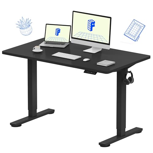 FLEXISPOT EN1 One-Piece Standing Desk, Electric Adjustable with 4 Memory Presets, 176 LBS Capacity, Stable & Quiet, Seamless Desktop for Home Office & Dual Monitors, 48"x24" Black - color: Black, size: 48x24"