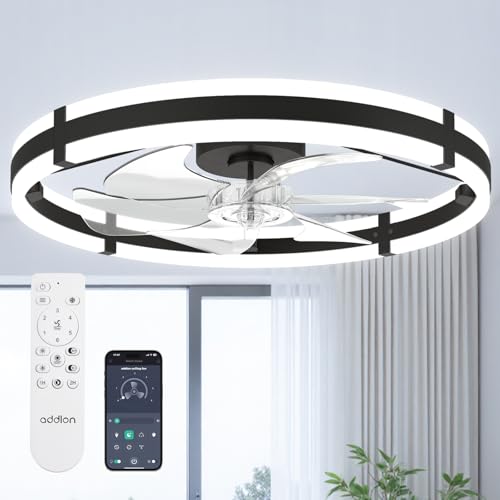 addlon 24" Low Profile Fandelier Ceiling Fans with Lights and Remote, Black - color: Black