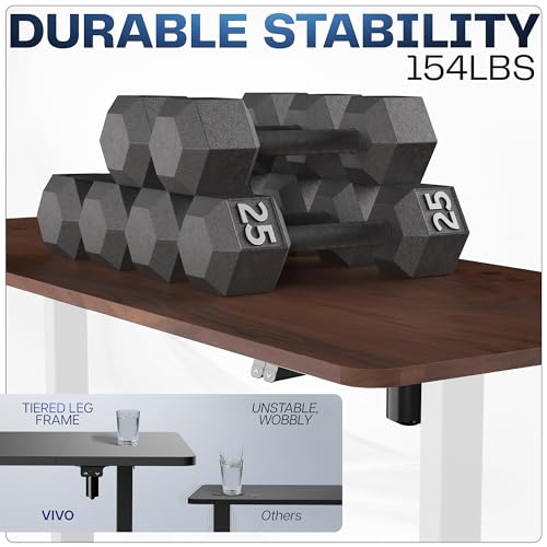 VIVO Dark Walnut 60 x 30 in Standing Desk, DESK-KIT-0W6D - color: Dark Walnut Top / White Frame, size: 60 x 30 inch