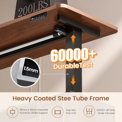 SEDETA Farmhouse L Shaped Executive Electric Standing Desk with 4 Drawers | 69" x 55" Height Adjustable Office Desk with Storage Shelves, Power Outlet, Sit Stand Computer Desk, Black and Brown - color: Black and Brown