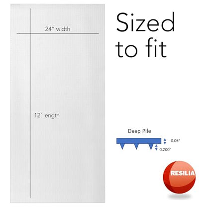 RESILIA Industrial Deep Pile Carpet Runner - Crosshatch Pattern Non Slip Carpet & Rug Protector Mat, Waterproof Clear Plastic Vinyl Floor Covering, 24 Inches Wide x 12 Feet Long, Made in The USA - size: 2' x 12' (Runner)