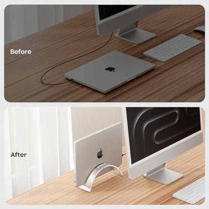 Acrylic Vertical Laptop Stand for Desk,Acrylic Invisible Desktop Notebook Dock,Vertical Laptop Holder Space-Saving Organizer for All MacBook, Surface, Samsung, HP, Dell - color: Clear