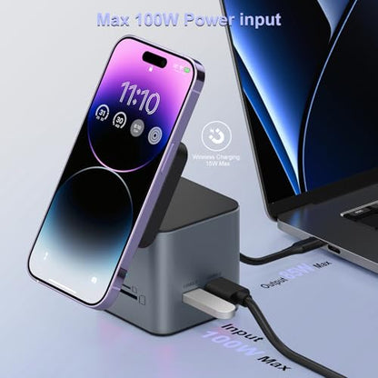 USB C Laptop Docking Station, 9 in 1 Hub with MagSafe Charger, Dark Gray - color: Dark Gray