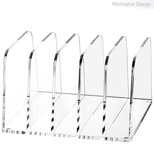 YUXUN Clear Acrylic Desktop File Sorter Organizer,Upright File Organizer, 5-Section Bookshelf for Home Office & Classroom - size: 5-Section