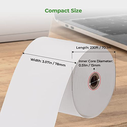 MUNBYN Thermal Paper 3 1/8 x 230ft, 10 Rolls Receipt Paper Work for Star Micronics TSP100 TSP143 Epson 80mm Receipt Printer Square POS Register, 80mm Thermal Receipt Papers, BPA Free, Plus Version - size: 3 1/8" x 230', style: 10 Rolls