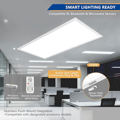 2x4 LED Panel Light 4Pack,Up to 7500 Lumens,AC120-277V | 5Power Options (25–50W),4CCT Choices (3000–5000K),0-10V Dimmable,ETL&DLC for Office Commercial Drop Ceiling - size: 2x4-4Pack