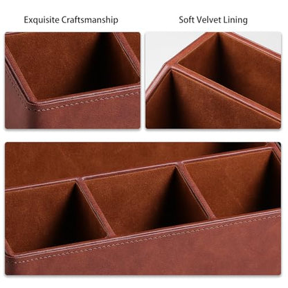 Desk Organizer Caddy Nightstand Organizer Desk Caddy Remote Holder - color: Brown