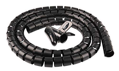 Cable Sleeve Organizer Cord Wire Wrap Coiled Tube Cable Management Sleeve for Home Office PC TV (Black Length59inches Diameter1.1inches) - color: Black, size: 59inch*1.1inch*1pc