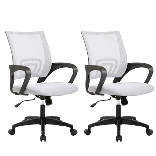 PayLessHere | Office Chair | White | Pack of 2 | with Lumbar Support - color: White, style: pack of 2