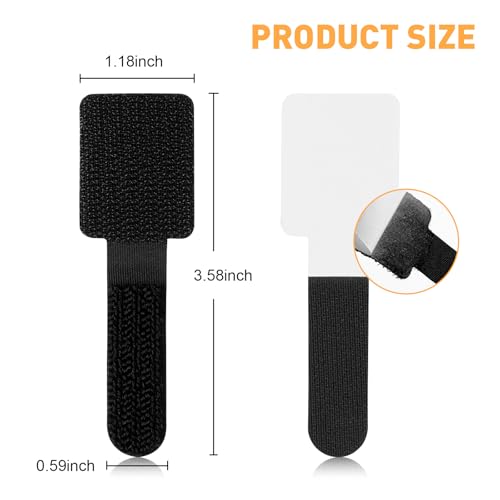 200pcs Hook and Loop Cable Straps,Under Desk Cable Management,Adjustable Cord Organizer for Desk Home Office Organization (Black) - color: Black