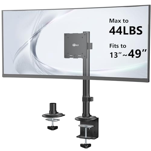 WALI Heavy Duty Single Monitor Arm Desk Mount for 13-49 Inch Screens, Ultrawide Monitor Stand with Full Motion Tilt, Swivel, Rotation, Holds up to 44 lbs, C-Clamp Mount for VESA 75/100mm,(M001S) - size: 13"-49", style: Single