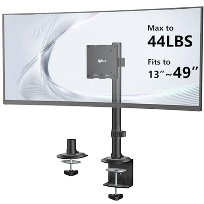 WALI Heavy Duty Single Monitor Arm Desk Mount for 13-49 Inch Screens, Ultrawide Monitor Stand with Full Motion Tilt, Swivel, Rotation, Holds up to 44 lbs, C-Clamp Mount for VESA 75/100mm,(M001S) - size: 13"-49", style: Single