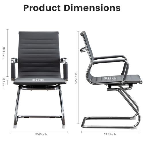 Office Guest Reception Chair Set of 6, Conference Room Chairs Waiting Room Chairs 6 Pack, Modern Leather Office Desk Chair No Wheels.（Grey） - color: Grey, size: 6 Pack