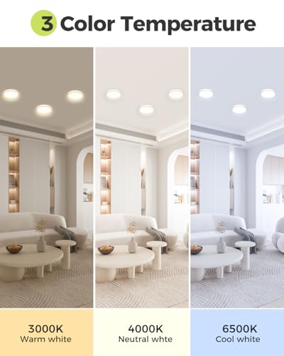 hepside 2Pack Dimmable Flush Mount Ceiling Light Fixture White, 3000/4000/6500K Ceiling Lamp, 7.5INCH 15W 1500LM Low Profile Light for Bedroom, Kitchen, Bathroom, Hallway - color: White, size: 7.5Inch-2pack