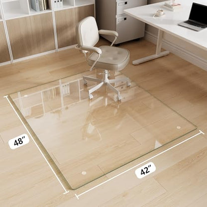 Glass Chair Mat 42" x 48" Tempered Glass Office Chair Mat - color: Transparent, size: 48" x 42"