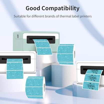 3x2 Inch Holographic Thermal Labels, Glitter Blue Thermal Sticker Labels, Waterproof Thermal Printer Stickers for Price, Barcode, Name, Custom Logo Design, 200 Pcs/Roll - color: Holographic Blue, size: 2*3 inch/1 roll