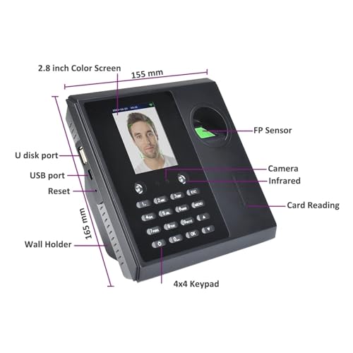 WiFi 2000mAh Battery Face Time Attendance Machine System Fingerprint Employee Electronic Clock Management