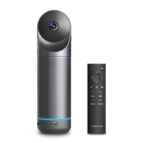 KanDao Meeting Pro 360-degree Video Conference Camera with Microphones and Speakers, AI Tracking, Smart Zooming, Automatic Focus, 4-in-one Standalone Meeting Room Camera System, Wi-fi/HDMI/USB - color: Grey-Black