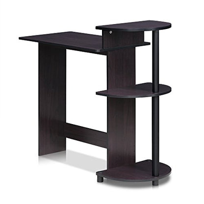 Furinno Compact 29-Inch Wide Computer Desk with 3 Side Shelves, Dark Mocha - color: Dark Mocha, size: 28.5-in with 3 Rounded Shelves
