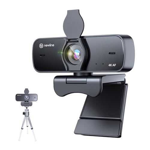 4K Webcam for PC with Fast Autofocus and Sony Sensor, Dual Noise-Reduction Microphones, Auto Light Correction, 4K 30FPS UHD, 77° FOV USB Webcam with Tripod for Zoom, Teams, Mac and Streaming - size: With Tripod