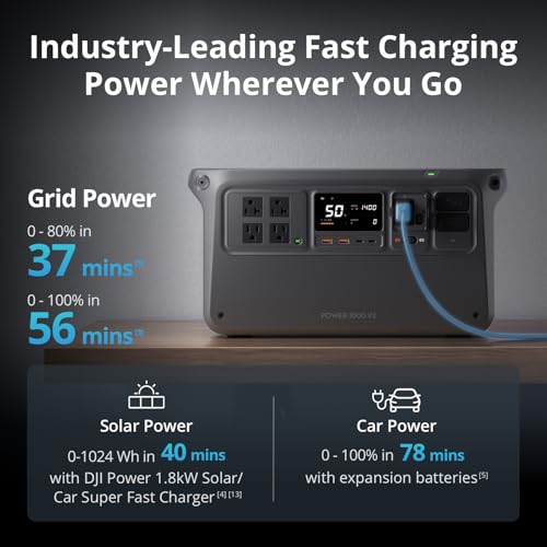 DJI Power 1000 V2 200W Foldable Solar Panel Combo, 1024Wh LFP Battery | Foldable Solar Panel, 2600W Stable Output, 0-80% in 37 Mins, Enhanced Safety, Ultra-Quiet, Camping, Blackout, RV - color: Black-3