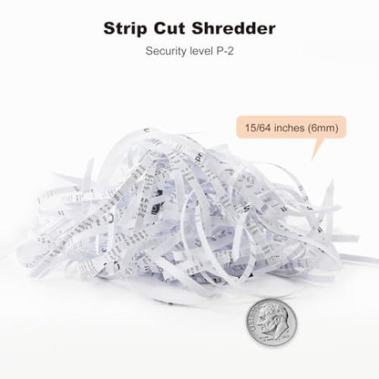 Bonsaii 6-Sheet Small Strip Cut Paper Shredder for Home,Without Basket | Extendable Arm Design, Overheat Protection, 3.4 Gal Wastebasket, Small Shredder for Home Office Use, S123-B - color: Black