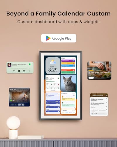 Apolosign 27-inch Digital Calendar, Smart Wall Planner with Calendar Sync, Chore Chart, Meal Planner, Install Apps & Dashboard, Electronic Touchscreen Display for Family Schedules, Dual Mode, Wall Mount Included (Black) - color: Black