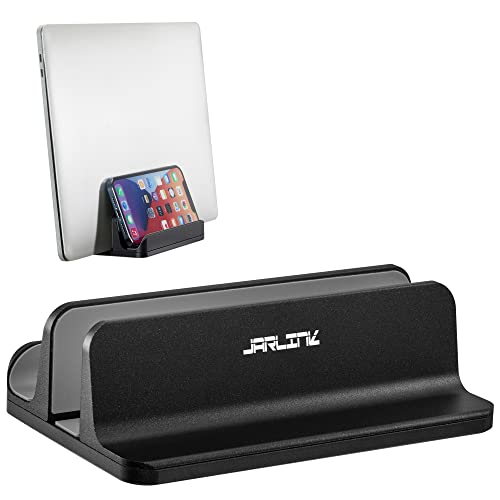 JARLINK 2-in-1 Vertical Laptop Stand, Adjustable Aluminum Desk Dock, Black | Adjustable Laptop Holder for Desk, Space-Saving Organizer Compatible with All MacBook, Samsung, HP, Dell, Chromebook - color: Black 1-1, size: Black 1-1