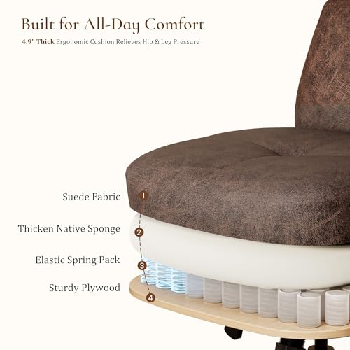 EUREKA ERGONOMIC Becky Suede Mid-Century Office Chair, Brown - color: Brown, size: Mid-Back
