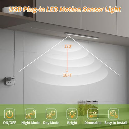 USB Plug-in Motion Sensor Light, Night/Day/ON Modes, Bright&Dimmable - color: 4000K Neutral White, size: 1-Bar